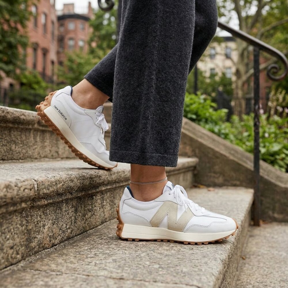 New Balance 327 Golf & Casual LEATHER Women's Sneakers Shoes White Tan size 9 - Picture 5 of 15